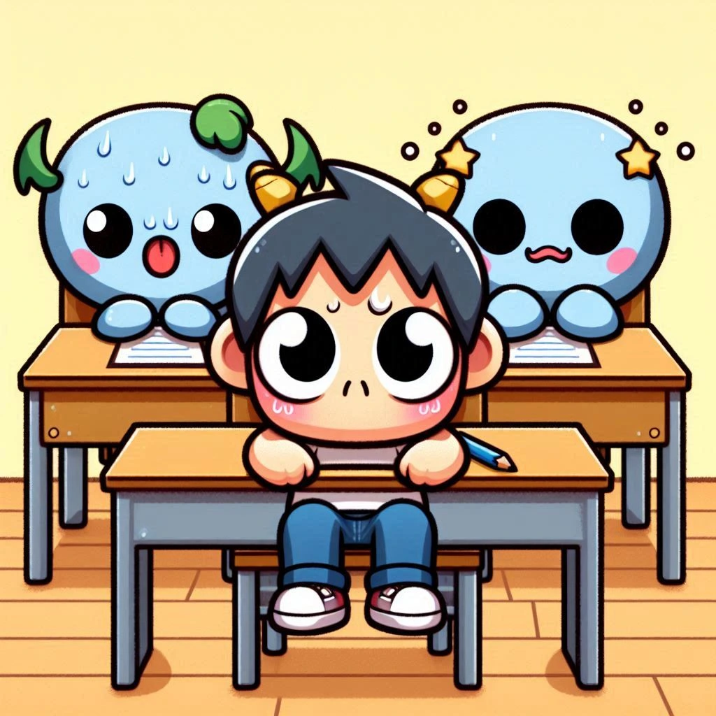 필기시험 긴장한 이미지